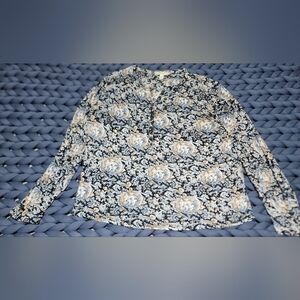 Lucky Brand Pintuck Long Sleeve Half Button Blouse Womens Medium